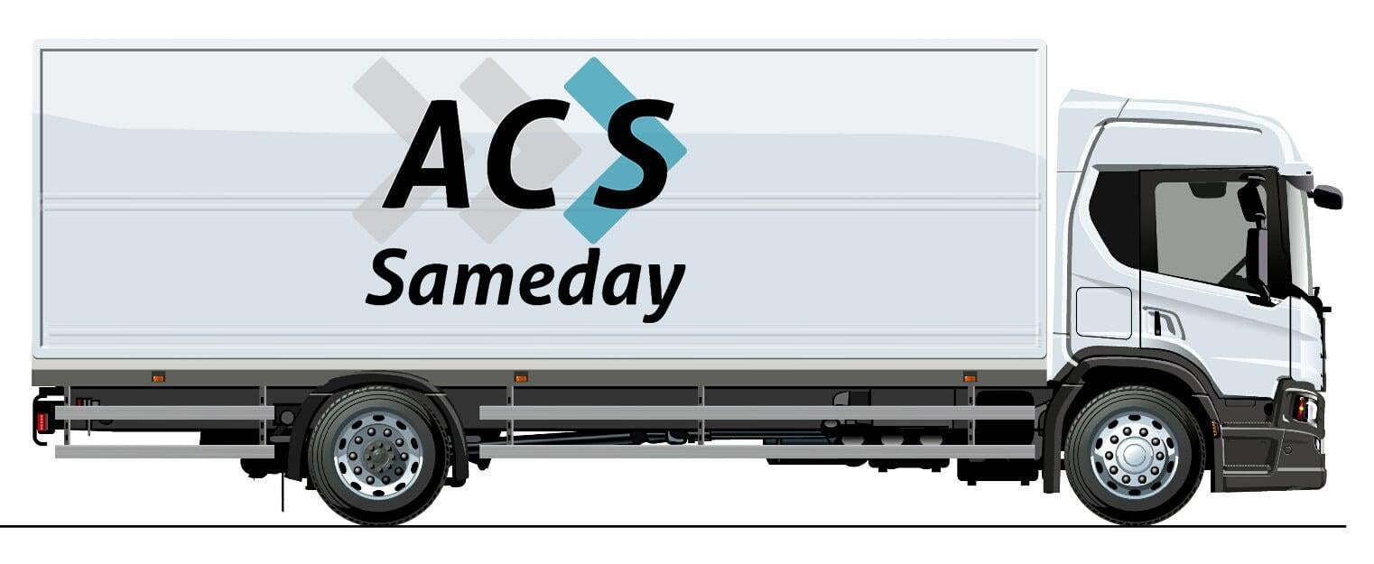 Truck with ACS Sameday logo
