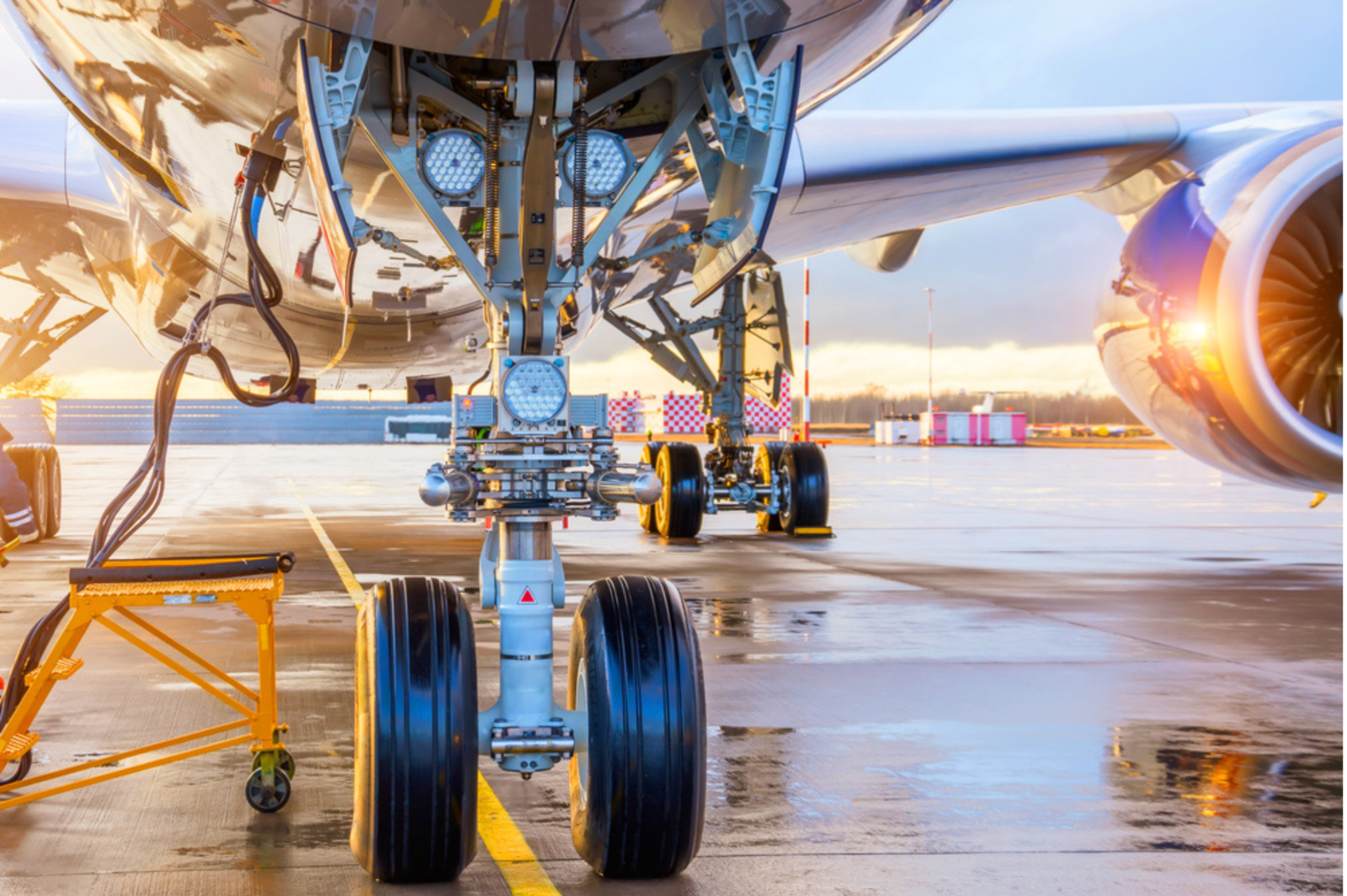 Aircraft landing gear on the ground