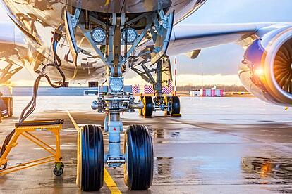 Aircraft landing gear on the ground