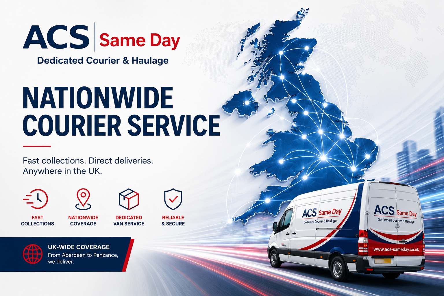 ACS Same Day nationwide courier delivery at a commercial site